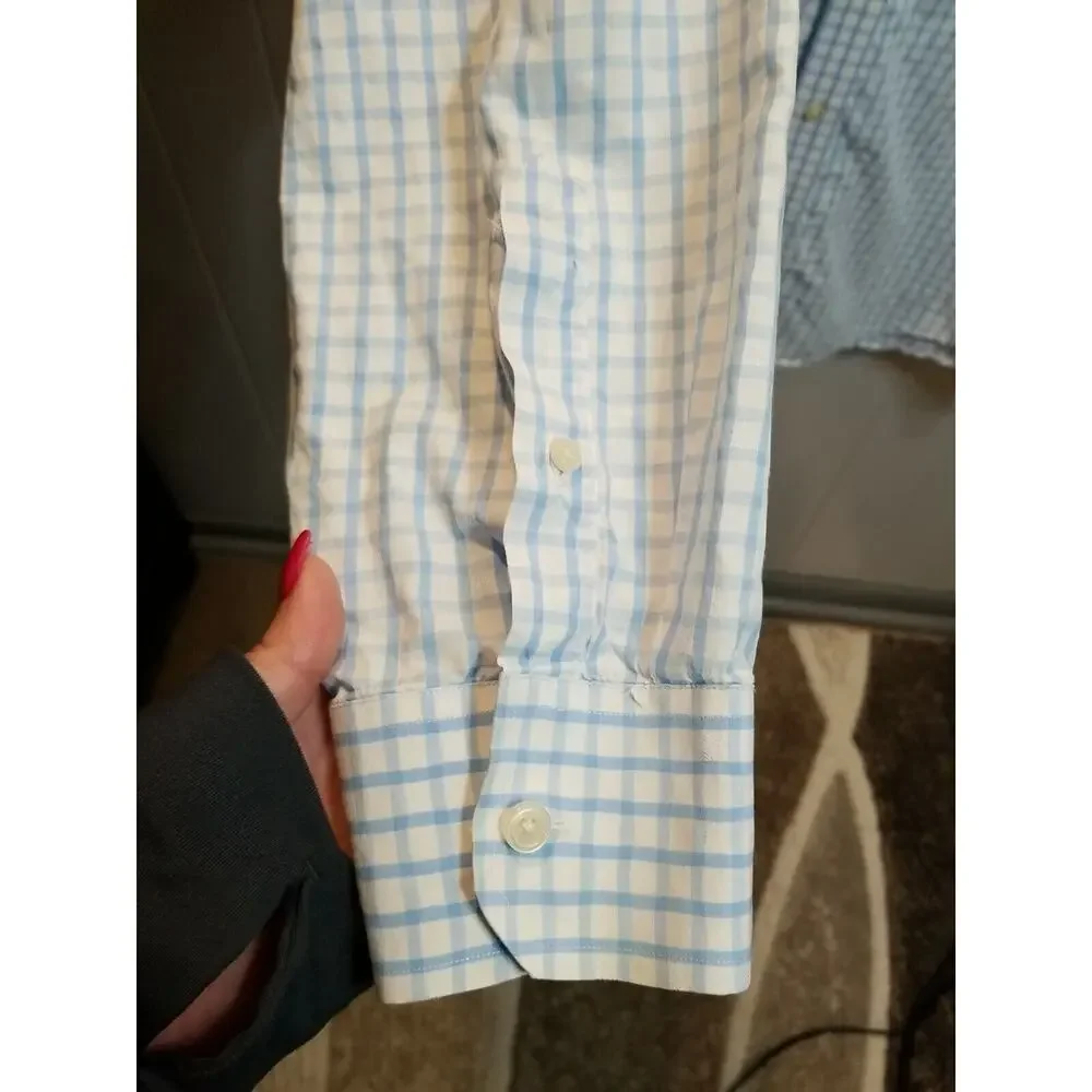 Banana Republic Mens Blue/White Window Pane Print Button up Shirt Size‎ XXL